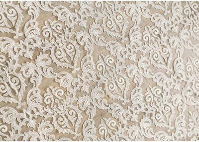 China Off White Embroidery Floral Corded Lace Fabric By The Yard For Bridal Dress for sale