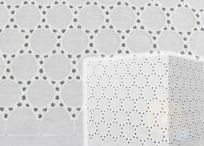 China 130CM White Cotton Eyelet Lace Fabric Openwork Circle Lace Design Dress Fabric for sale