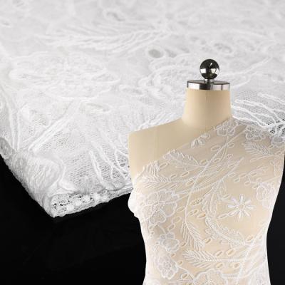 China Wedding Lace Dress Fabric Bridal Floral Embroidery Tulle Lace Lace Trim 2024 for sale