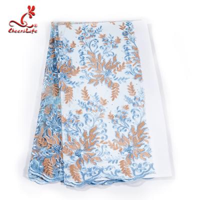China Luxo francês a tela bordada do laço/a tela do laço do tule voile do vestido floresce a decoração à venda