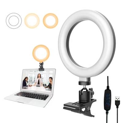 China Multifunctional 6 Inch Beauty Ring Light Computer Video Conference Lighting Desk Kit with Clip Laptop Ring Light NDLJ-6 for sale