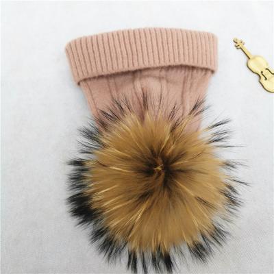 China Factory JOINT wholesale knit hats and scarves with logo raccoon fur hat winter hat pom for sale