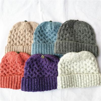 China Factory wholesale custom knitted fur pom baseball hat baby fur pom hat striped hat for sale