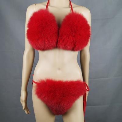 China Viable factory direct wholesale fur bikini bra fur bikini see jane fur fox bikini for sale