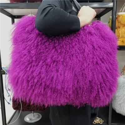 China Normcore/Mongolian women's PU factory fur handbag fur bags women's direct wholesale high quality leather handbags minimalist women for sale