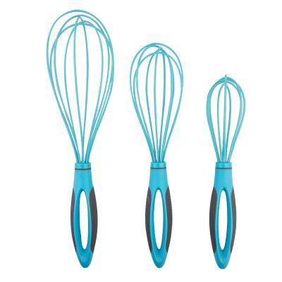 China Viable Whipped Egg Hand Held Eggbeater and Silicone Handle Hand Cream Stainless Steel Manual Beater for sale