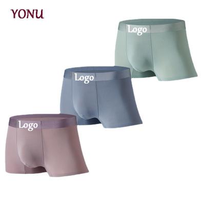 China Wholesale Breathable Underwear Silk Solid Color Men's Boxer Briefs Men's Sexy Silk Seamless Thin Panties for sale