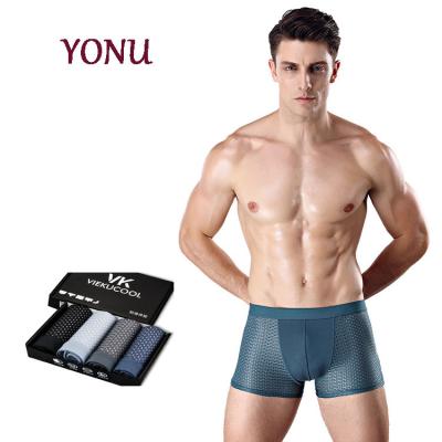 China Manufacturers Breathable Ice Silk Breathable Mesh Panties Comfortable Sexy Lingerie Mid Waist Large Size L-3XL Men's Boxer Briefs 4 Packs for sale