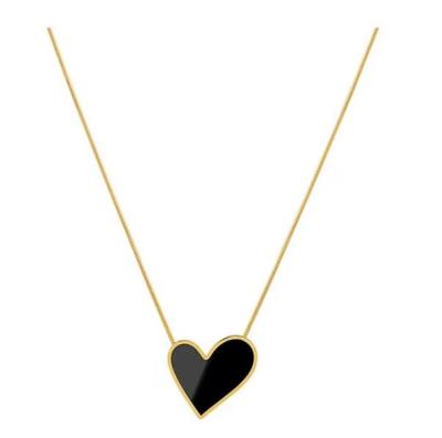 China Fashion 18K PVD Gold Simple Irregular Black Heart Pendant Necklace High Quality For Women for sale