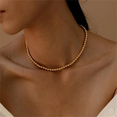 China High Quality Stainless Steel 5mm Pearl Choker Necklace Unisex Clavicle Tarnish Free and Water Proof for sale