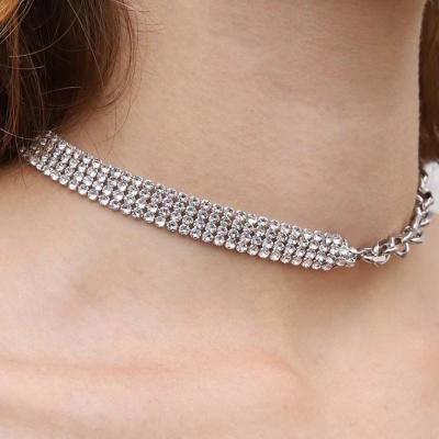 China High Quality Blingbling Soft Rhinestone Choker Chain Necklace For Party And Girlfriend Gift for sale