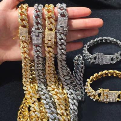 China High Quality Hip Hop High Quality 12mm Chunky Iced Out Cuban Choker Chain Necklace For Men for sale