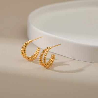 China High Quality Manufacturers Supply Nice Irregular Quality Double Layer Gold Plated Ball Circle 18k Earrings for sale