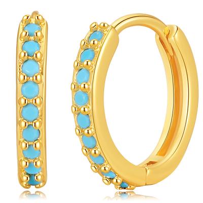 China Hot Selling High Quality Premium Quality Natural Turquoise Earrings Set Circle Earrings 18k Gold Plated for sale