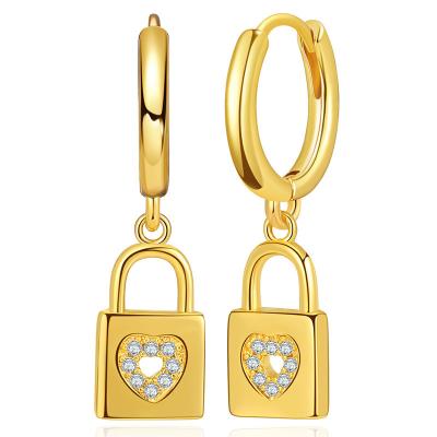 China High quality manufacturers supply good quality new design copper alloy Zircon high end padlock earring for sale