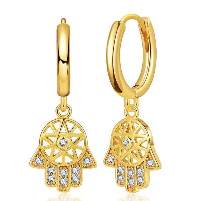 China Wholesale Fashion Factory High Quality Design Single Row Magic Rhinestone Gold Dangling Earring For Women for sale