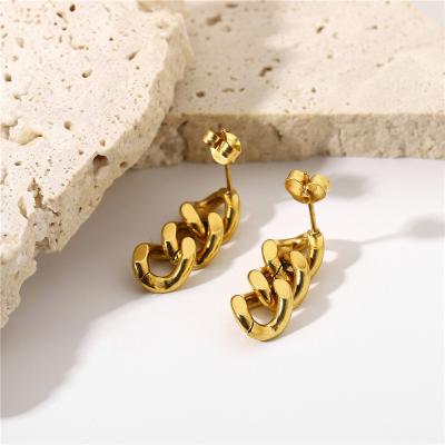 China Wholesale high quality design price fashion cheap gold plated earrings new and gold set twist circle earring chains for sale