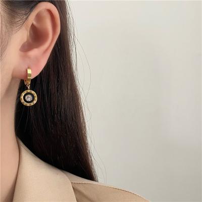 China New Arrival High Quality Fashionable Roman Numeral Rhinestone Circle Earrings Personalize Good Quality Gold for sale