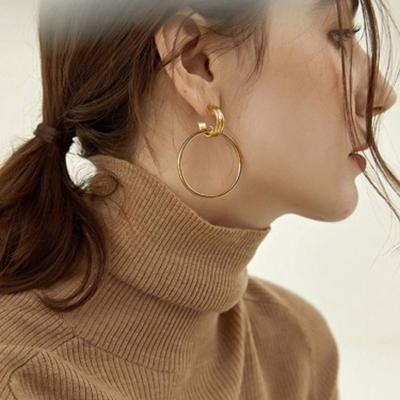 China High quality new high end fashion drop gold circle vintage earring set listing high end girls good quality for sale