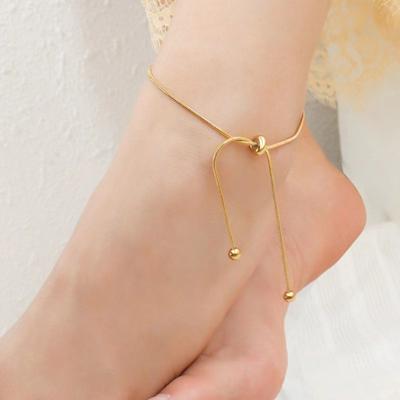 China CLASSIC Fashion Classic 1.5mm Snake Chain Gold Plated Stainless Steel Adjustable Anklet Chain For Girls Beach Tarnish Free Jewelry for sale