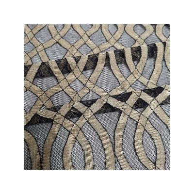 China Other factory luxury customized two tone mesh guipure stretch nylon spandex lace fabric for garment dress for sale