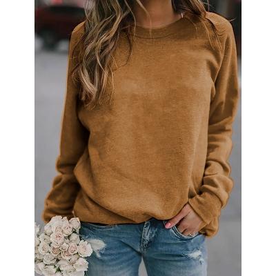 China NEW Fasion Women Autumn And Winter Solid Color Breathable Long Sleeve Shirt Round Neck Top Loose Casual T-shirt Plus Size S~5XL for sale