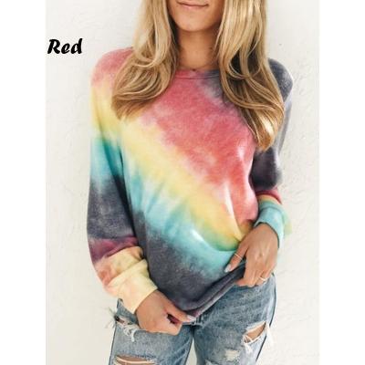 China NEW Fashion Women's Spring and Autumn Gradient Printed Round Neck Casual Loose T-shirt Tops Women's Clothing Breathable Long Sleeve Plus Size for sale