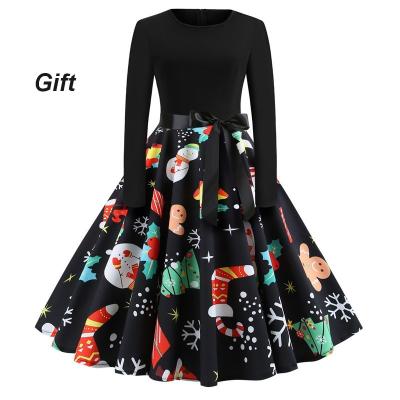 China NEW Fashion Breathable Women Autumn And Winter Christmas Clothes Christmas Costume Casual Halloween Long Sleeve Print Dress Flare Dress for sale