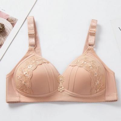 China NEW Fashion Women Viable Soft Cup Gathered Adjustment Bra Lace Design Thin Bra Plus Size for sale