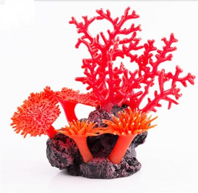 China Beautiful Viable Aquarium Ornament Red Artificial Soft Corals For Fish Tank for sale