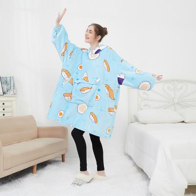 China Low Moq Wearable Factory Custom Made Sumbination Printing Hoodie Adult Comfortable Oversized Blanket Wearable Blanket for sale