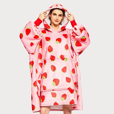 China Custom Oversized Thickened Warm Comfortable Wearable Blanket Hoodie Cover Up Hoodie With Big Kangaroo Pocket for sale