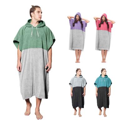 China Durable Solid Custom Classic Pattern Poncho Hooded Towel Poncho Towel Bath Changing Poncho for sale