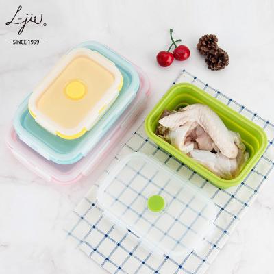 China All Safe Collapsible Food Storage Bento Foldable Silicone Lunch Box Food Container Airtight Collapsible Portable Microwave Storage for sale