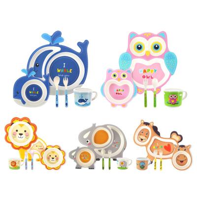 China Lovely Design Ukraine Baby Tableware Bamboo Fiber Kids Bowl Baby Meal Set Sustainable Tableware Child Cardboard Bamboo Tableware for sale