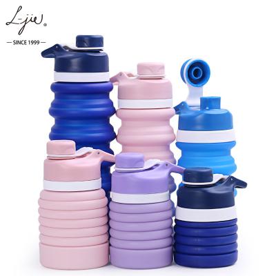 China BPA Free High Quality Expandable Collapsible Folding Travel Sports Drinking Collapsible Silicone Water Bottle for sale