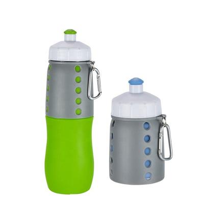 China Viable Hot Ware Silicone Drinking Collapsible Water / Collapsible Sports Water Bottle With Handle for sale