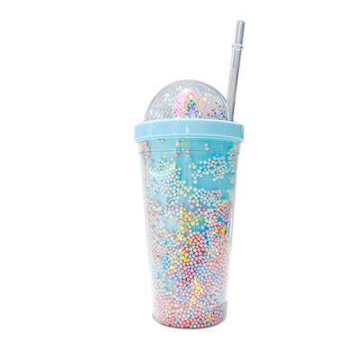 China Wholesale 550m Outdoor Custom Travel Eco Acrylic Plastic Shimmer Drink Tumblers With Tumbler Straw Double Wall Glitter Wine Coffee Cups Bulk for sale