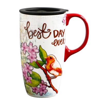 China Customized Viable Large Capacity Brand Mug Ceramic Coffee With Cover Creative Breakfast Cup Household Water Cup for sale