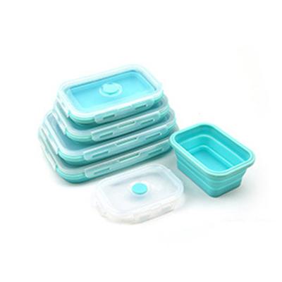 China Rectangle Viable Microwave Oven Safe Food Storage Containers Collapsible Silicone Food Warmer Lunch Box for sale