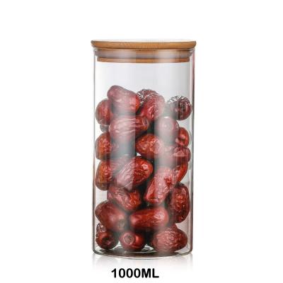 China Freshness Preservation Food Storage Container Storage Bottles Factory Price Glass Jar With Bamboo Lid for sale