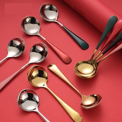 China Viable Vintage Ice Cream Coffee Scoop Cute Round Head Stainless Steel Instruments Kitchen Spoon for sale