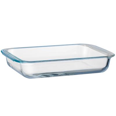 China Sustainable High Borosilicate Pyrex Tray Oven Tray Salad Baking Tray Rectangular Glass Tray for sale