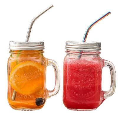 China Food High Value Round-Wire Mug Say Lip Mason Tumbler Cup With Strawer Strong Clear for sale