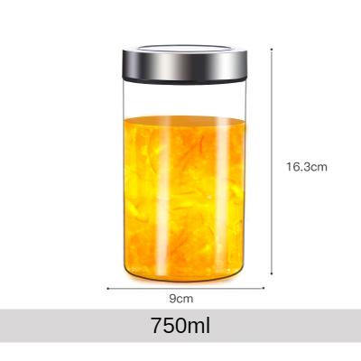 China 750ml Freshness Glass Cookie Jar Freshness Borosilicate High Storage Jar Cookie Candy Jar for sale