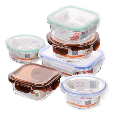 China Wholesale Freshness Preservation High Borosilicate Glass Storage Container Glass Plastic Boxes For Kitchen for sale