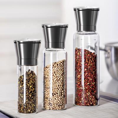 China Preservation 170ml freshness 500ml manual salt and pepper grinding machine for high borosilicate glass spice lead-free grinding for sale