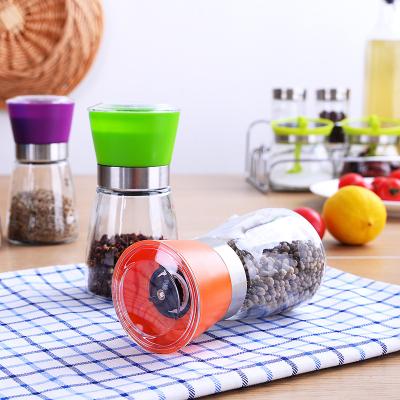 China Viable Factory Wholesale Manual Spice Grinder Salt and Pepper Grinder Glass Bottle Grinder for sale