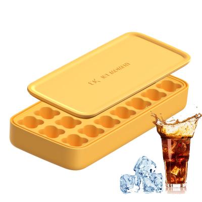 China 21 Compartments Four Leaf Clover Ice Cube Silicone Molds With Lid Customized for sale