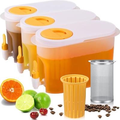 China 3.9L Large Refrigerator Ice Drink Container Plastic Juice Coffee Maker Cold Brew Filter Water Kettle With Spigot for sale